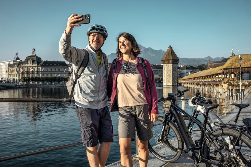 Nach der Tour: Selfie vor Kapellbrücke in Luzern