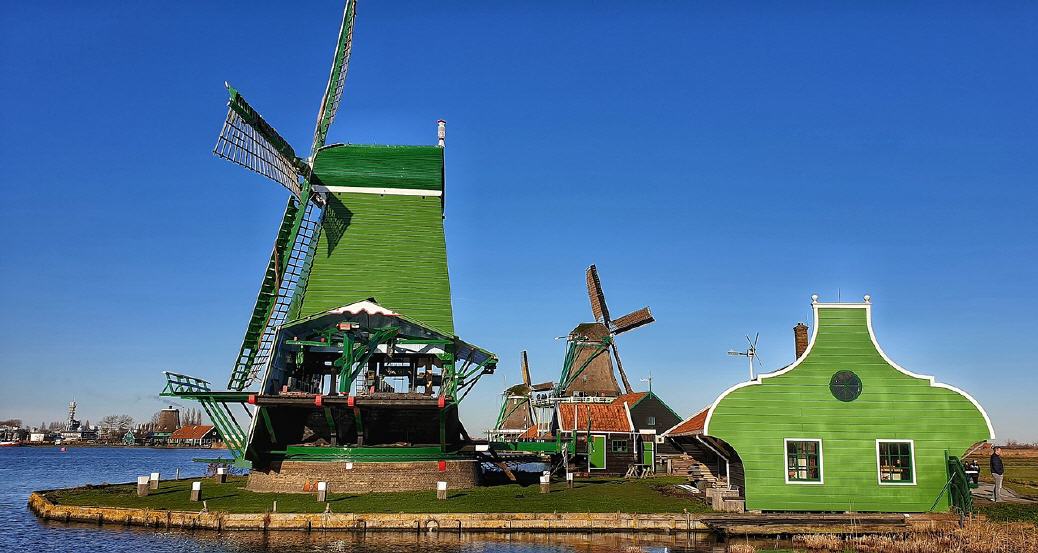 Die Windmühlen von Zaanse Schans sind in Betrieb